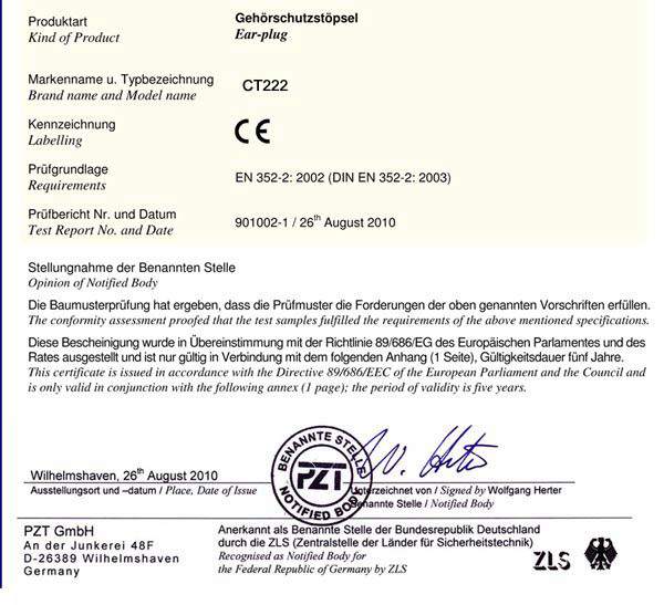 CE certificate of Earplugs - Silicone Reusable Ear Plugs with Corded CT266
