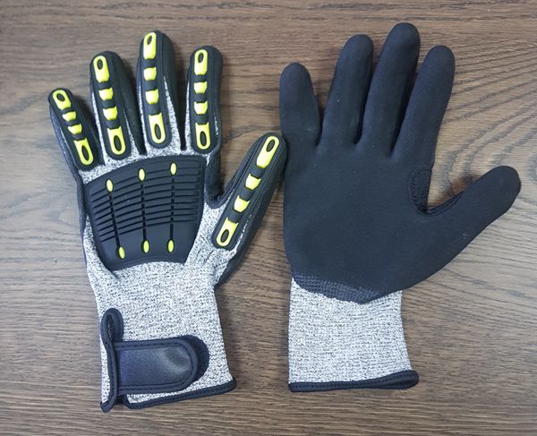 HC383 2 - 13 G HPPE/Dyneema Liner Nitrile Coated Knit Impact Resistant Gloves HC382